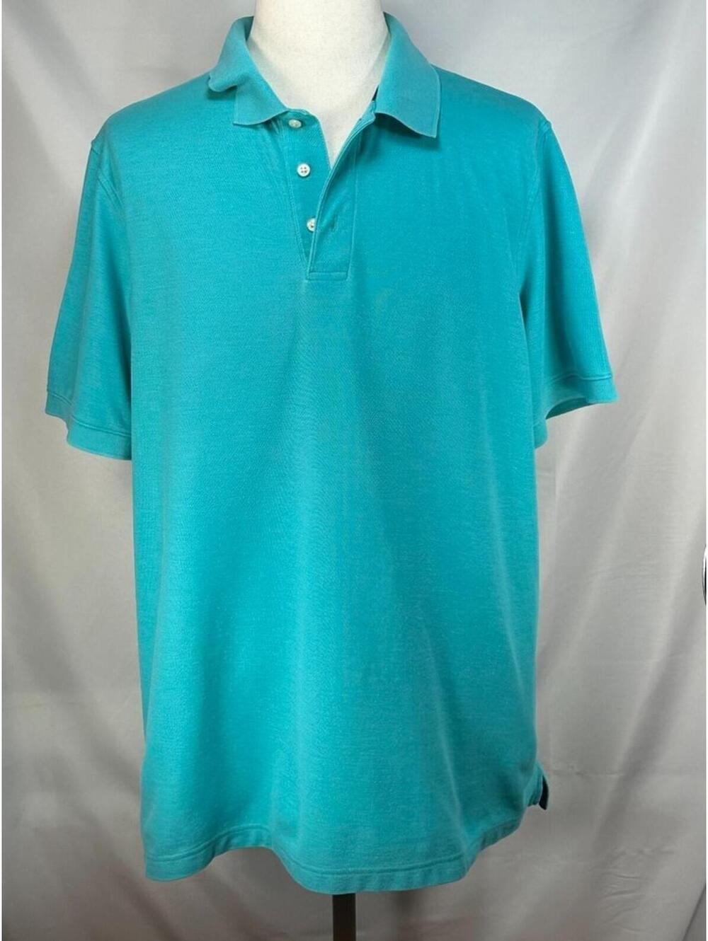 Croft Barrow 1/4 Button Polo Shirt Aqua Blue Mens 2XL